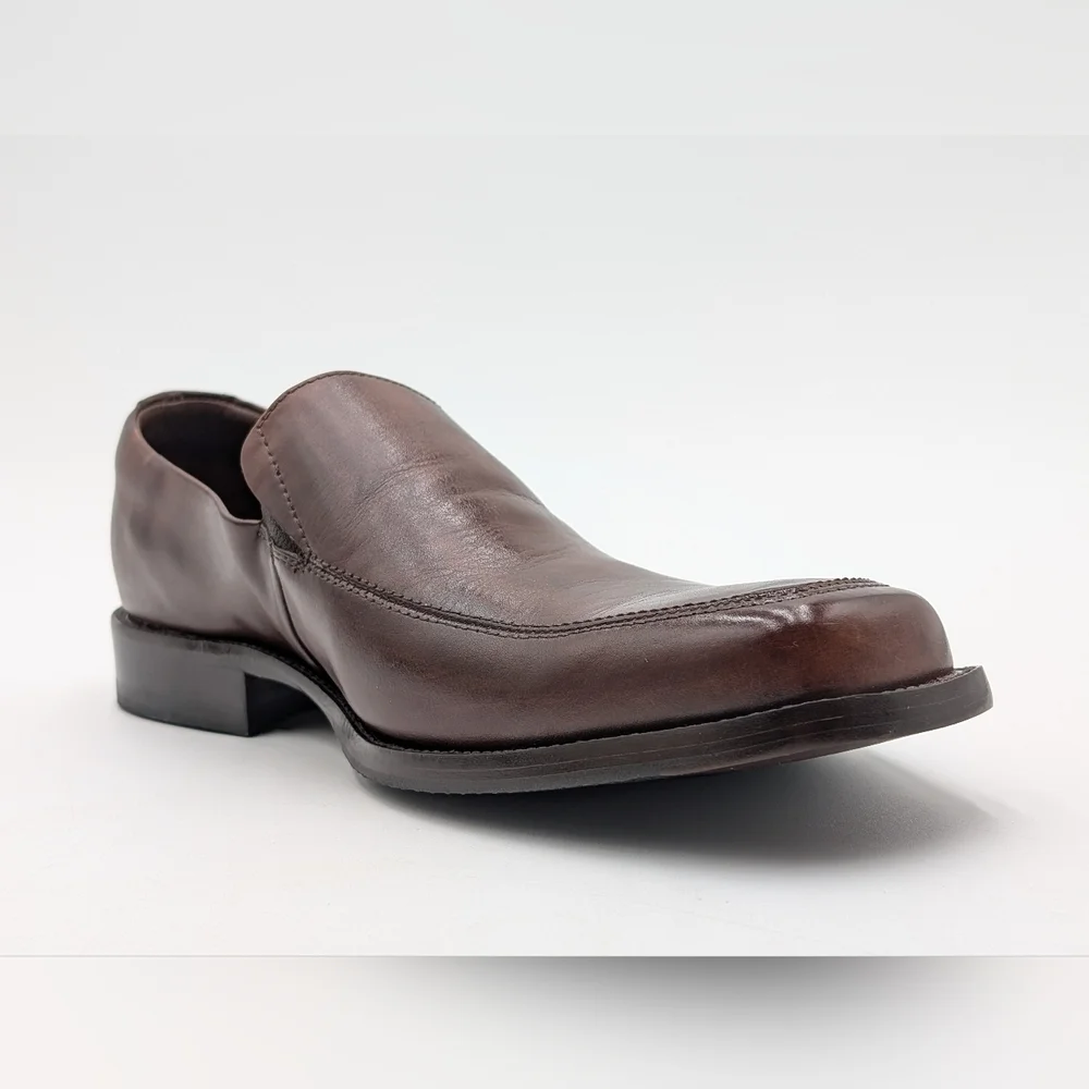 Johnston & Murphy Size 10.5M Classic Brown Genuine Leather Loafers Elastic Gore